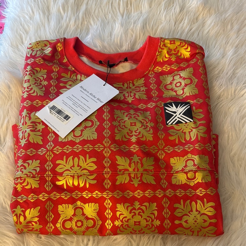 Lexbreezy Red & Gold Patterned Sweatshirt